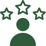 Person icon with three stars overhead.